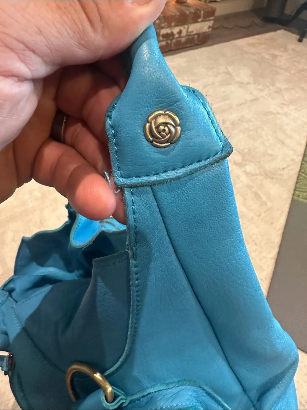Rough Roses Roxy Satchel/ Hobo Aqua Bag